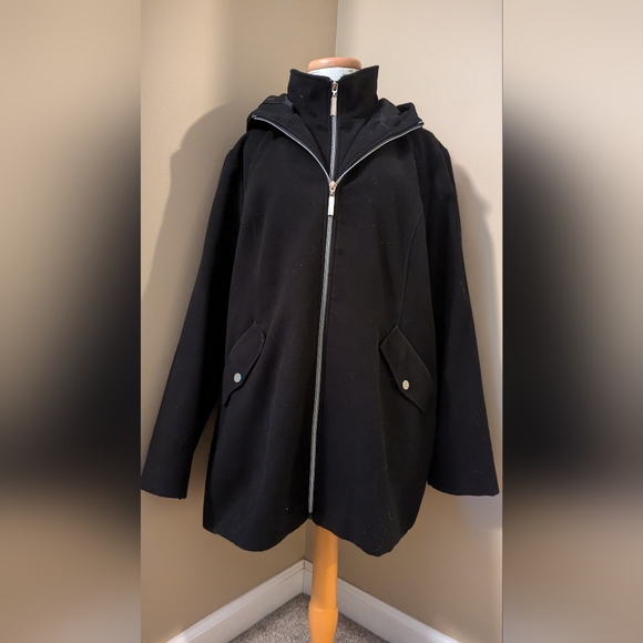 DETAILS Intl Black Dual Zipper Winter Pea Hooded Coat Jacket XXL - Picture 5 of 9